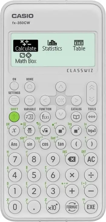 Calculator shkencor Casio FX-350CW, 290 funksione, ekran natyral, i bardhë