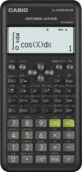 Kalkulator shkencor Casio FX-570ES Plus 2, ekran Natural Display, me kapak mbrojtës, i zi