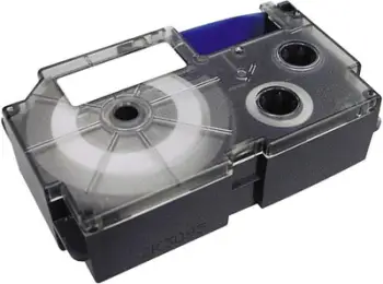 Letër për printer etiketash Casio XR-9WE1, 9 mm × 8 m, tekst i zi mbi sfond të bardhë