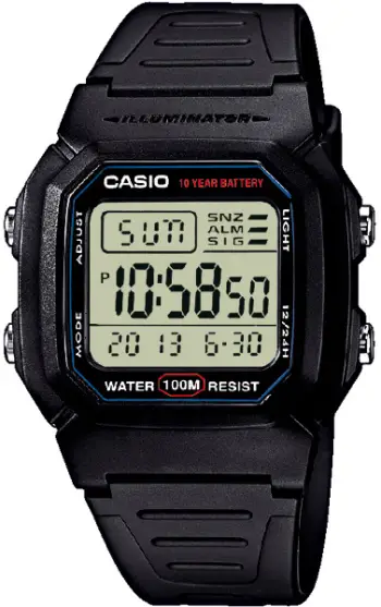 Orë digjitale për meshkuj Casio W 800-1, e zezë