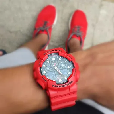 Orë për meshkuj Casio G-Shock GA100B-4A, e kuqe - 5