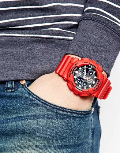 Orë për meshkuj Casio G-Shock GA100B-4A, e kuqe - 6