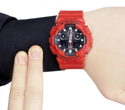 Orë për meshkuj Casio G-Shock GA100B-4A, e kuqe - 7