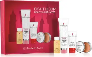 Set Elizabeth Arden Travel Essentials, Krem për trup, 100ml + Pastrues për fytyrë, 50ml + Krem për fytyrë, 50 ml + Mbrojtës së lëkurës, 30ml + Serum kapsula, 14 copë