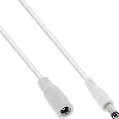 Kabllo zgjatëse DC InLine, prizë 5.5x2.5mm, 2m, e bardhë - 1