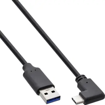 Kabllo USB InLine 35717W, USB A në USB C, 0.3 m, USB 3.2, e zezë
