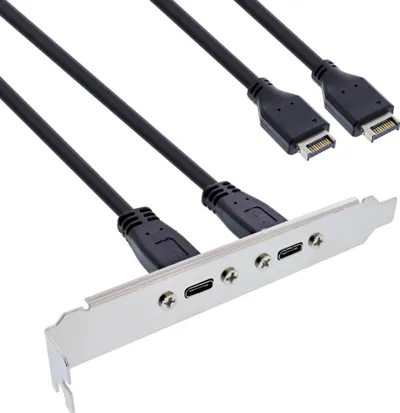 Slot bracket USB InLine, USB C në USB 3.1 Key A, 0.5m, i zi - 1