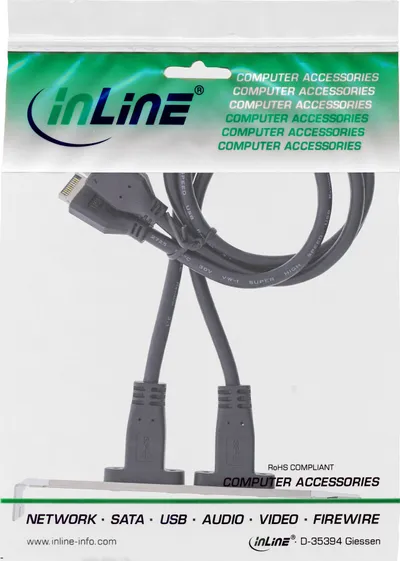 Slot bracket USB InLine, USB C në USB 3.1 Key A, 0.5m, i zi - 2