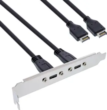 Slot bracket USB InLine, USB C në USB 3.1 Key A, 0.5m, i zi
