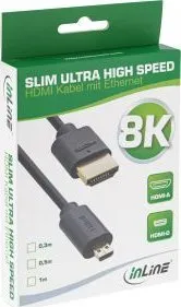 Kabllo HDMI InLine 17933D, 0.3m, high speed 48 Gbit/s, e zezë - 2