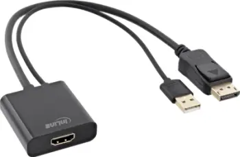Kabllo InLine DisplayPort në HDMI, 0.3m, e zezë