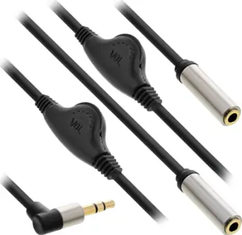 Kabllo audio InLine 99253A, Jack 3.5mm në 2x Jack 3.5mm, 0.25m, e zezë