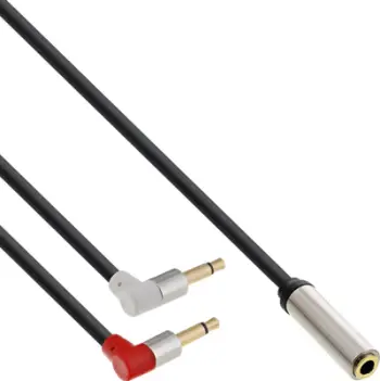 Kabllo audio InLine 99251B, Jack 3.5mm mashkull në 2x Jack 3.5mm femër, 2m, e zezë