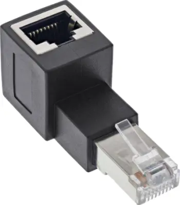 Adapter rrjeti InLine Cat.6A, RJ45 prizë dhe fischë, 90° lart, i zi