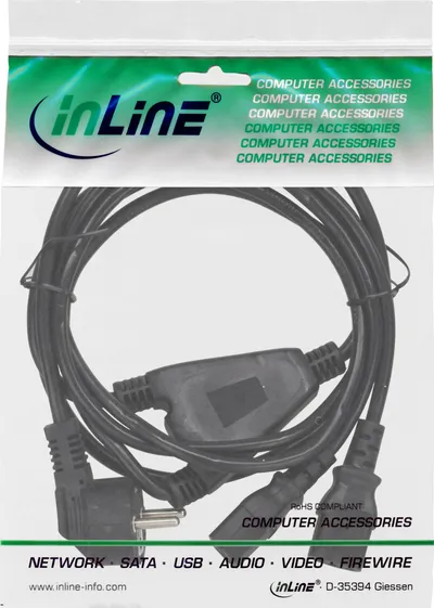 Kabllo rryme InLine AC Power Y, Type F në C13, 3m, e zezë - 3