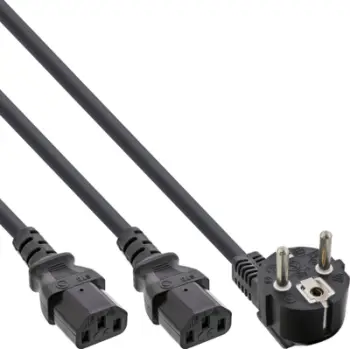 Kabllo rryme InLine AC Power Y, Type F në C13, 3m, e zezë