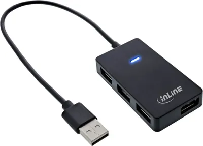 Hub USB InLine 2.0, 4 porta, 30cm, i zi - 1