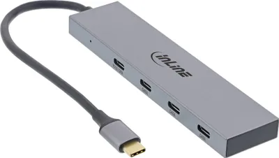 HUB USB InLine USB 3.2 Gen 2, Type C në 4x Type C, 10 Gbit/s, gri - 1