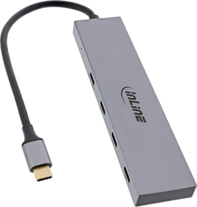 HUB USB InLine USB 3.2 Gen 2, Type C në 4x Type C, 10 Gbit/s, gri - 2