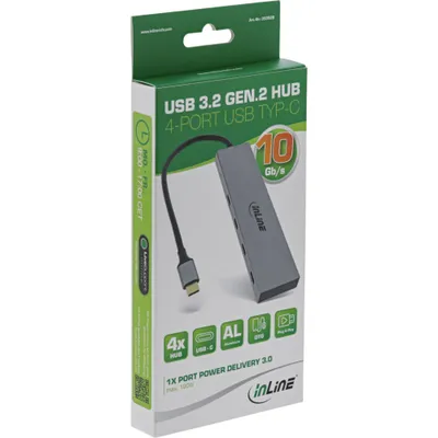 HUB USB InLine USB 3.2 Gen 2, Type C në 4x Type C, 10 Gbit/s, gri - 5