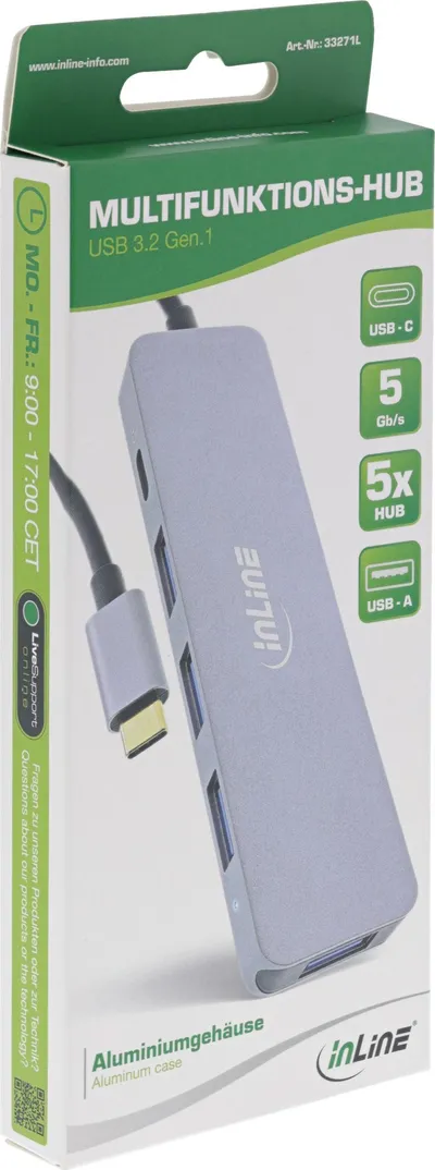 HUB USB InLine USB 3.2 Type-C Multi Hub, 4x USB-A 5Gb/s, PD 87W, argjendtë - 4