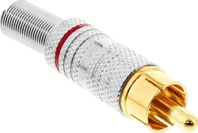 Konektor RCA InLine metal mashkull, për saldim, për kabllo 6mm, argjendtë me unazë të kuqe - 1