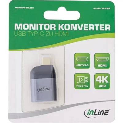 Adapter USB InLine Display Converter, USB Type-C në HDMI, 4K 60Hz, gri - 3