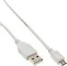 Kabllo USB InLine 31718W, USB A në micro USB B, 1.8 m, e bardhë - 1