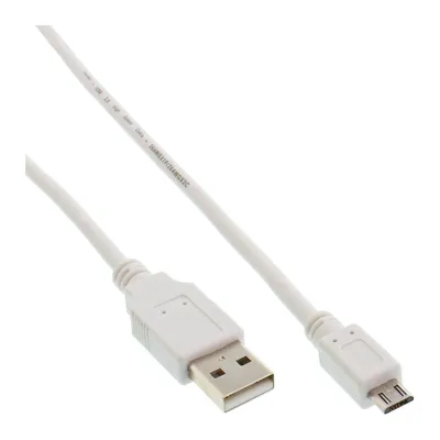 Kabllo USB InLine 31718W, USB A në micro USB B, 1.8 m, e bardhë - 2