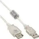 Kabllo USB InLine 34617Q, USB A në USB A, 1.8 m, transparente