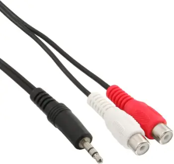 Kabllo audio INLINE 3.5mm në RCA, stereo, 2 m, e zezë