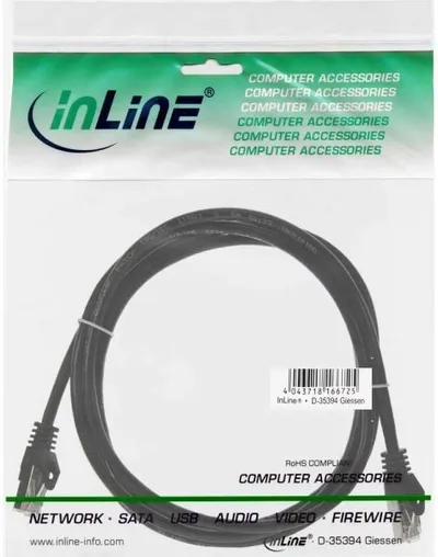 Kabllo rrjeti InLine (72550S), SF / UTP, kat.5e, 0.5m, e zezë - 2