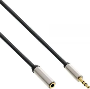 Kabllo InLine (99233), Jack 3.5mm (M) në Jack 3.5mm (F), 3m, e zezë / argjendtë