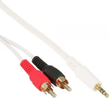 Kabllo Jack InLine 3,5 mm - RCA (Cinch) x2, 2,5 m, (89936 W), e bardhë