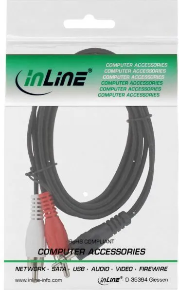 Kabllo InLine (89939) Jack 3.5mm - RCA (Cinch) x2, 2m, e zezë - 2