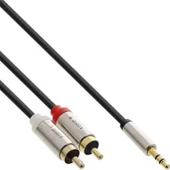 Kabllo audio InLine, Jack 3.5 mm - RCA (Cinch) x2, 10 m, e zezë
