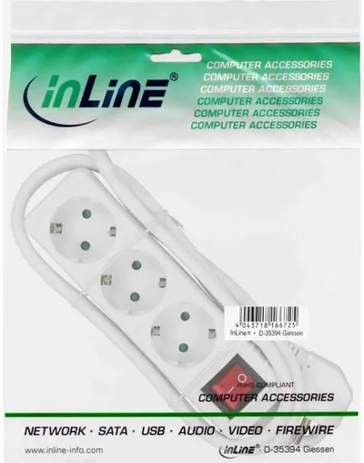 Kabllo vazhduese InLine 3 fole 3 m (16433T), e bardhë - 1