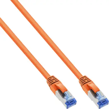 Kabllo rrjeti InLine Patch Cat.6A, S/FTP 500MHz, 0.25m, portokalli