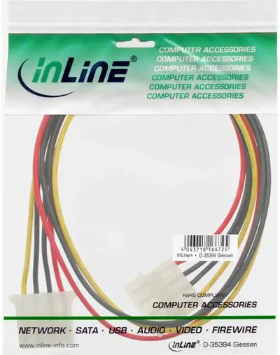 Zgjatuese InLine Extension 4 Pin Molex M- F, 0,5m (29650B) - 2