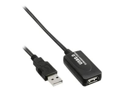 Kabllo USB InLine USB 2.0, USB A, 5 m, e zezë - 1