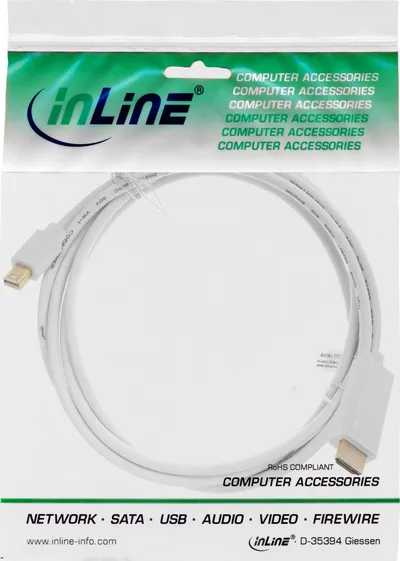 Kabllo InLine DisplayPort Mini HDMI 1.5m (17176I), e bardhë - 2