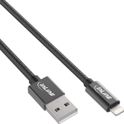Kabllo USB InLine USB A në Lightning, 2 m, gri - 2