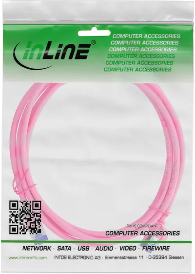 Kabllo rrjeti InLine Patch Cable Slim, Cat.6A S/FTP, 3m, magenta - 4