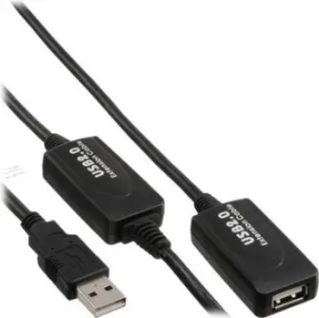 Kabllo InLine (34613I), USB A/A, 20m, e zezë