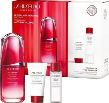 Set kozmetik Shiseido Ultimune, serum 50ml, shkumë pastruese 30ml, locion 30ml