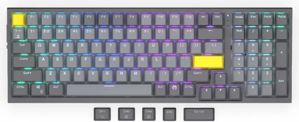 Tastierë mekanike Endorfy Celeris 1800, RGB, wireless, 96%, gri - 15