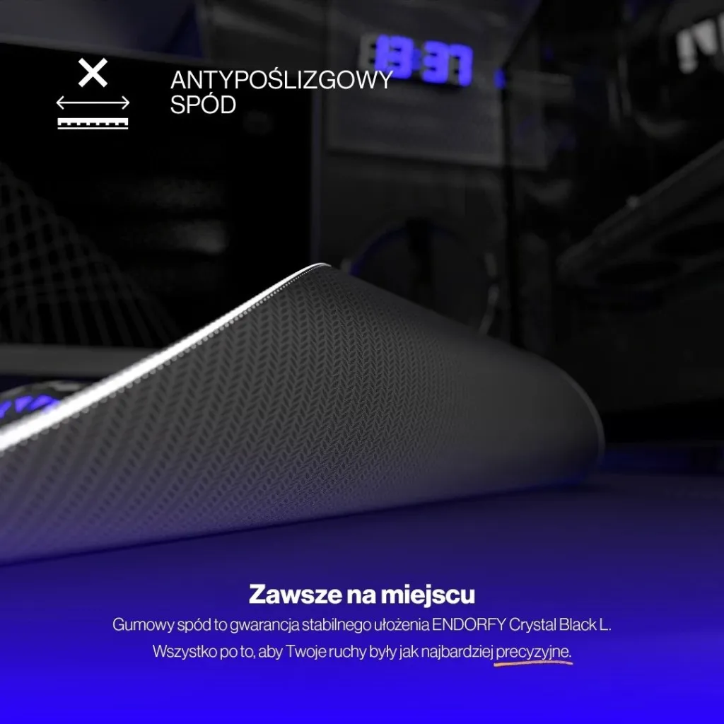 Mauspad Endorfy Crystal Black L, për lojtarë, ngjyrë bardhë e zi - 7
