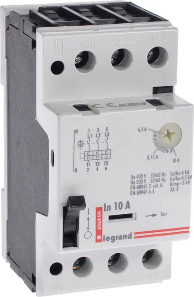 Ndërprerës motorik Legrand 3P, 4kW, 6.3–10A - 1