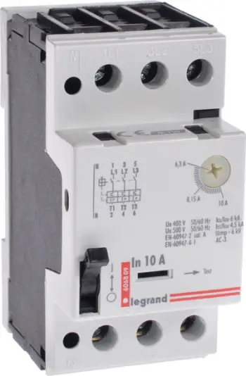 Ndërprerës motorik Legrand 3P, 4kW, 6.3–10A