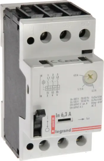 Ndërprerës rryme Legrand Motor 3P 2.5kW 4-6.3A M 250 6.3